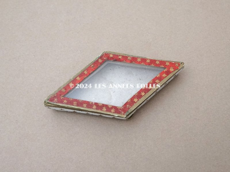 画像3: 19世紀末 アンティーク 星柄 ガラスの蓋の紙箱 ダイヤ型