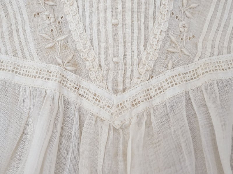 画像7: アンティーク ドール＆ベビー用 花刺繍のブラウス ホワイトワーク&レース