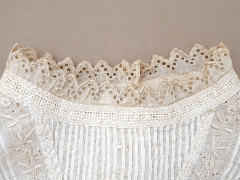 画像3: アンティーク ドール＆ベビー用 花刺繍のブラウス ホワイトワーク&レース