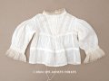 ＊蚤の市＊アンティーク ドール＆ベビー用 花刺繍のブラウス ホワイトワーク&レース