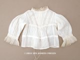アンティーク ドール＆ベビー用 花刺繍のブラウス ホワイトワーク&レース