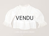 ＊蚤の市＊アンティーク ドール＆ベビー用 花刺繍のブラウス ホワイトワーク&レース