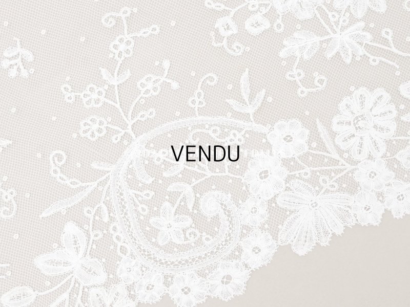 画像5: 19世紀末 アンティーク 幅広34cm アプリカシオン・アングルテール 3.05m 草花のブーケ＆ガーランド オフホワイト ボビンレース