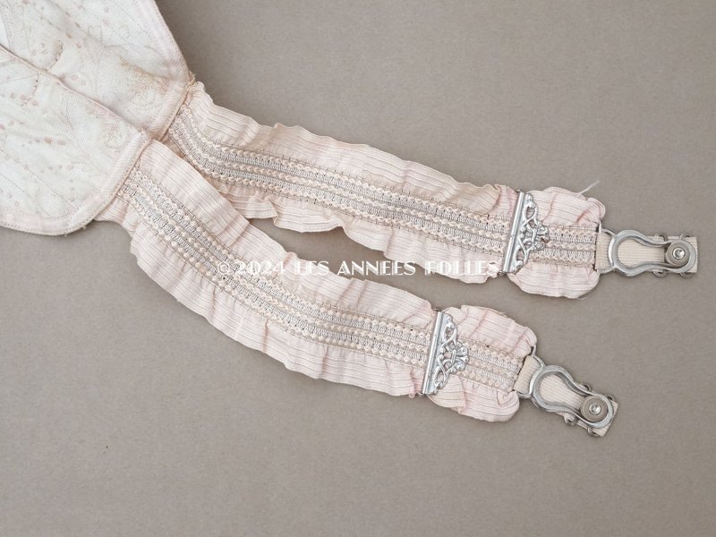 画像13: 1900年頃 アンティーク コルセット オリジナルボックス付き ピンクの花模様&シルクサテンリボン&レース