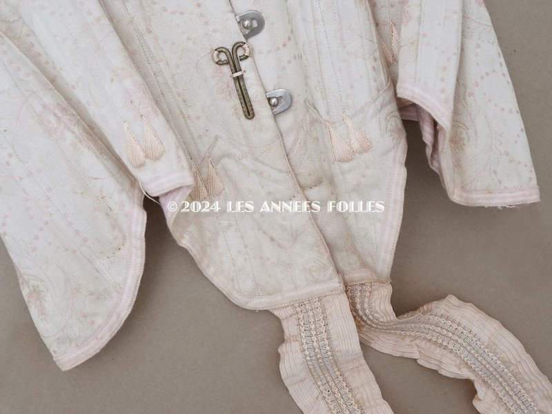 画像12: 1900年頃 アンティーク コルセット オリジナルボックス付き ピンクの花模様&シルクサテンリボン&レース