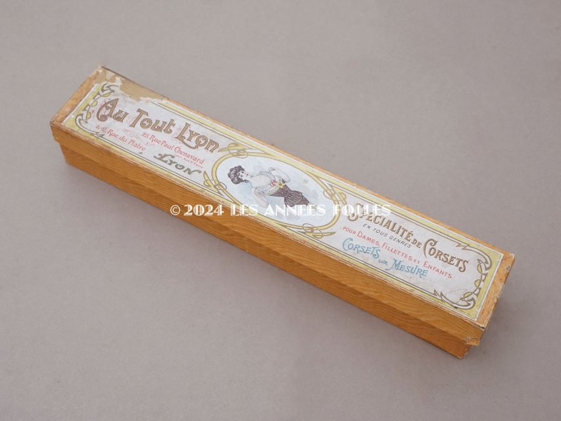 画像3: 1900年頃 アンティーク コルセット オリジナルボックス付き ピンクの花模様&シルクサテンリボン&レース