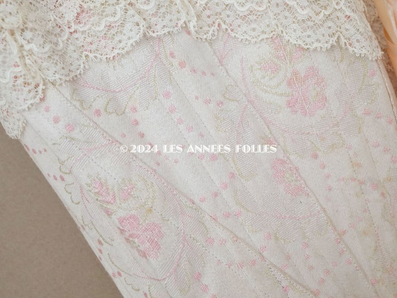 画像11: 1900年頃 アンティーク コルセット オリジナルボックス付き ピンクの花模様&シルクサテンリボン&レース