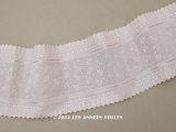 19世紀末 アンティーク シルク製 ジャガード織 幅広リボン スモーキーピンク 69cm