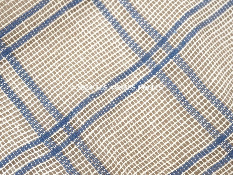 画像6: アンティーク コットンメッシュ ファブリック ブルー＆オフホワイト 56cｍ幅