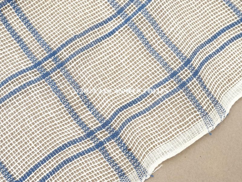 画像5: アンティーク コットンメッシュ ファブリック ブルー＆オフホワイト 56cｍ幅