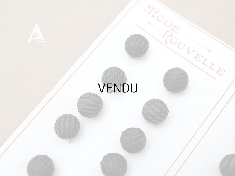 画像4: アンティーク 8mm 黒&ブラウンのストライプ シルク製 くるみボタン 12ピースのセット