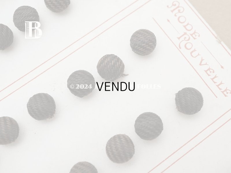 画像6: アンティーク 8mm 黒&ブラウンのストライプ シルク製 くるみボタン 12ピースのセット