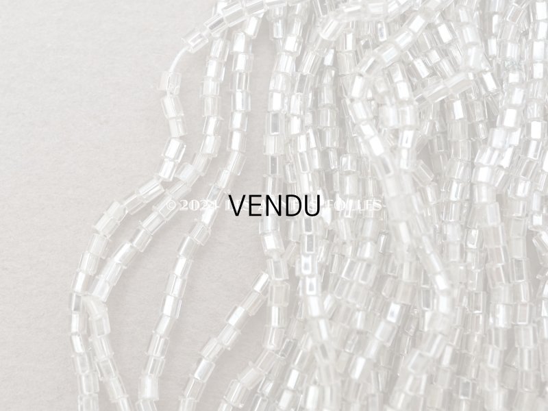 画像3: アンティーク シードビーズ ライン入り クリア＆シルバー ガラス製 