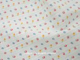 未使用 アンティーク 小さな薔薇模様 薄手のコットンファブリック パウダーブルーグリーン 77cm幅