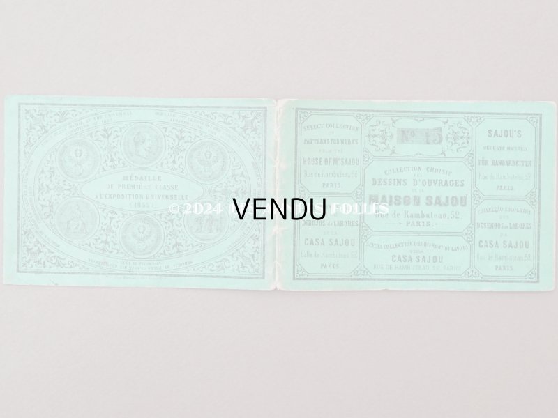 画像3: 1855年頃 アンティーク クロスステッチの図案帳 COLLECTION CHOISIE DES DESSINS D'OUVRAGES DE LA MAISON SAJOU N13 - MAISON SAJOU -