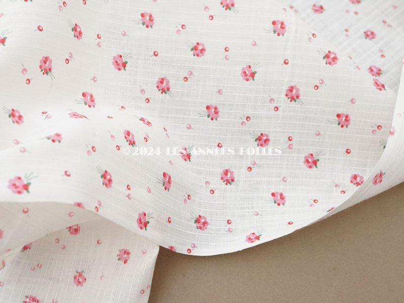 画像6: 未使用 アンティーク 小さな薔薇模様 薄手のコットンファブリック パウダーピンク 79cm幅