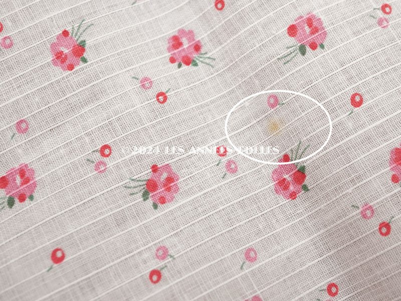 画像7: 未使用 アンティーク 小さな薔薇模様 薄手のコットンファブリック パウダーピンク 79cm幅