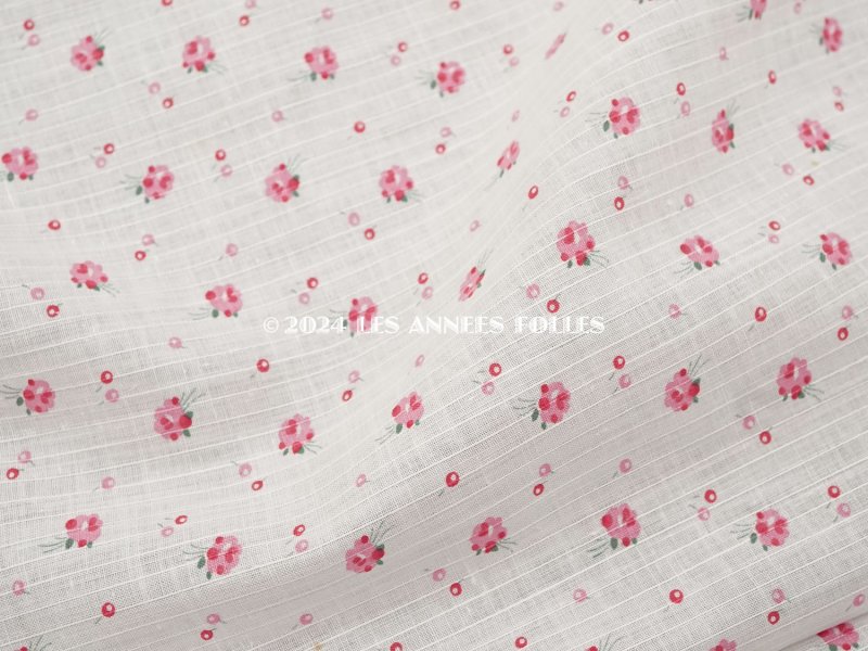 画像3: 未使用 アンティーク 小さな薔薇模様 薄手のコットンファブリック パウダーピンク 79cm幅