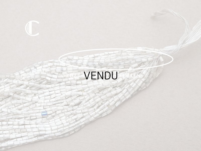 画像11: アンティーク シードビーズ ライン入り クリア＆シルバー ガラス製 