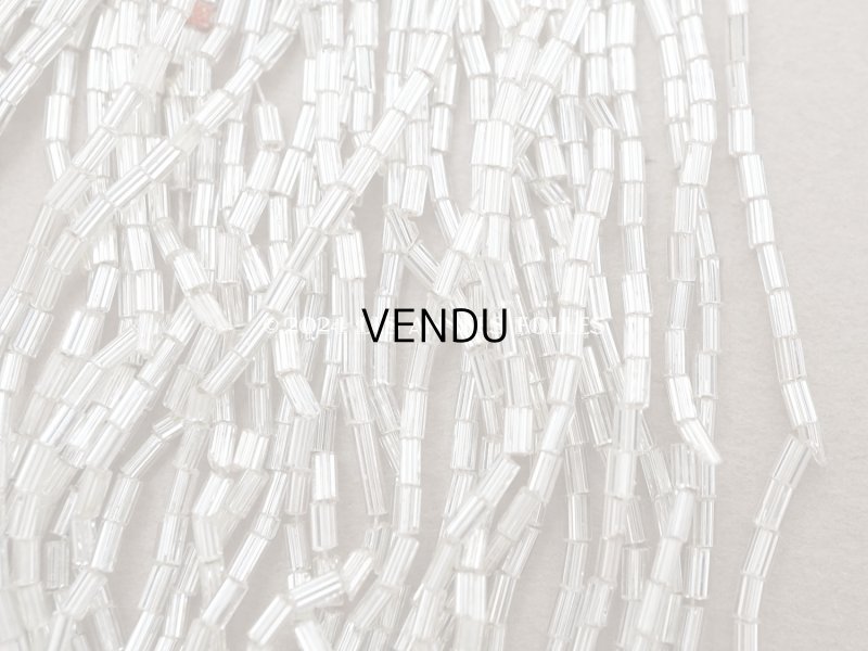 画像4: アンティーク シードビーズ ライン入り クリア＆シルバー ガラス製 