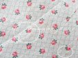 画像6: 未使用 アンティーク 小さな薔薇模様 薄手のコットンファブリック 70cm幅 淡いグリーンの格子柄