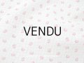 未使用 アンティーク 小さな薔薇模様 薄手のコットンファブリック 70cm幅 淡いグリーンの格子柄