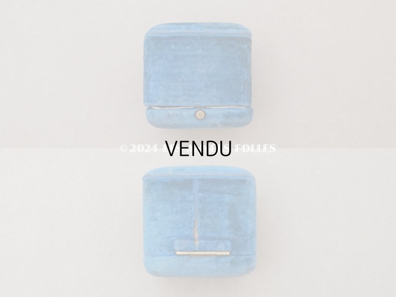 画像4: 19世紀 アンティーク リングボックス ブルーのベルベット ジュエリーボックス 