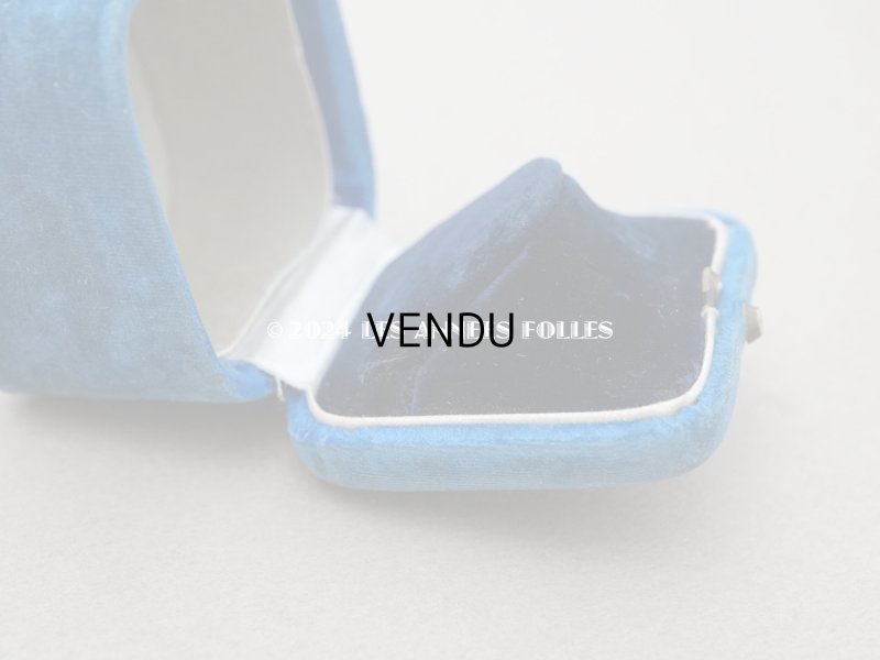 画像6: 19世紀 アンティーク リングボックス ブルーのベルベット ジュエリーボックス 