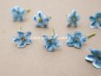 画像2: アンティーク 勿忘草 ベルベットの布花  ブルー 9ピースのセット 約15mm (2)