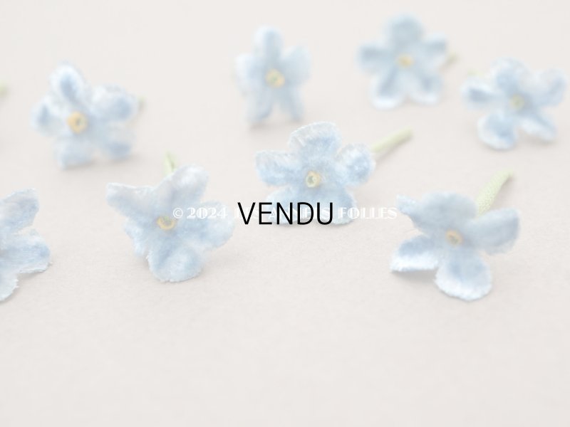 画像4: アンティーク 勿忘草 ベルベットの布花  ブルー 9ピースのセット 約15mm