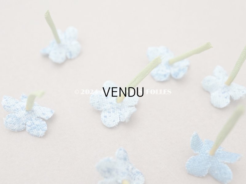 画像6: アンティーク 勿忘草 ベルベットの布花  ブルー 9ピースのセット 約15mm