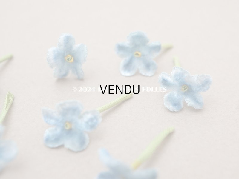 画像3: アンティーク 勿忘草 ベルベットの布花  ブルー 9ピースのセット 約15mm