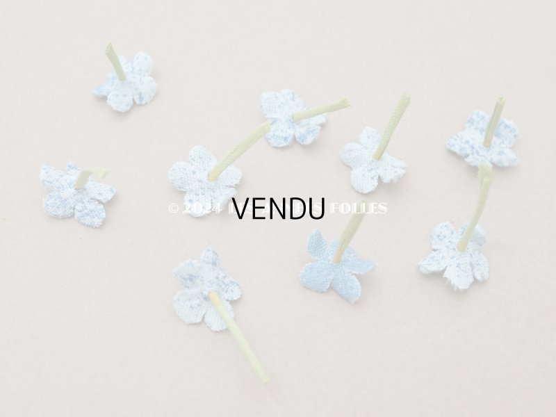 画像5: アンティーク 勿忘草 ベルベットの布花  ブルー 9ピースのセット 約15mm