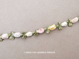 アンティーク シルク製 6色の薔薇のロココトリム 60cm パウダーカラー ロココリボン 