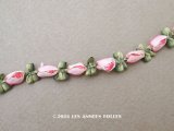 アンティーク シルク製 薔薇のロココトリム 132cm パウダーピンク ロココリボン 