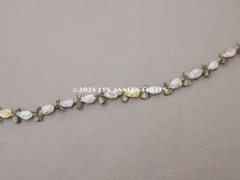 画像3: アンティーク シルク製 6色の薔薇のロココトリム 60cm パウダーカラー ロココリボン 