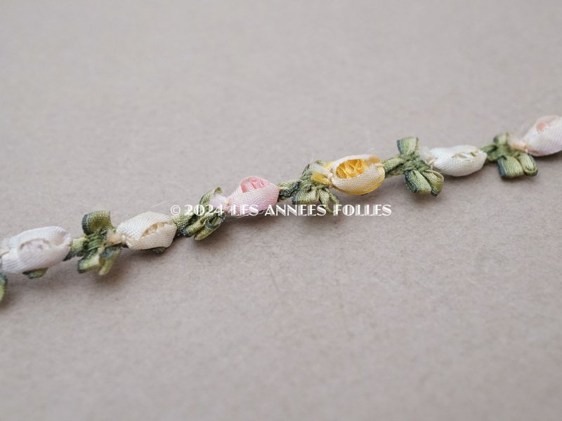 画像5: アンティーク シルク製 6色の薔薇のロココトリム 60cm パウダーカラー ロココリボン 