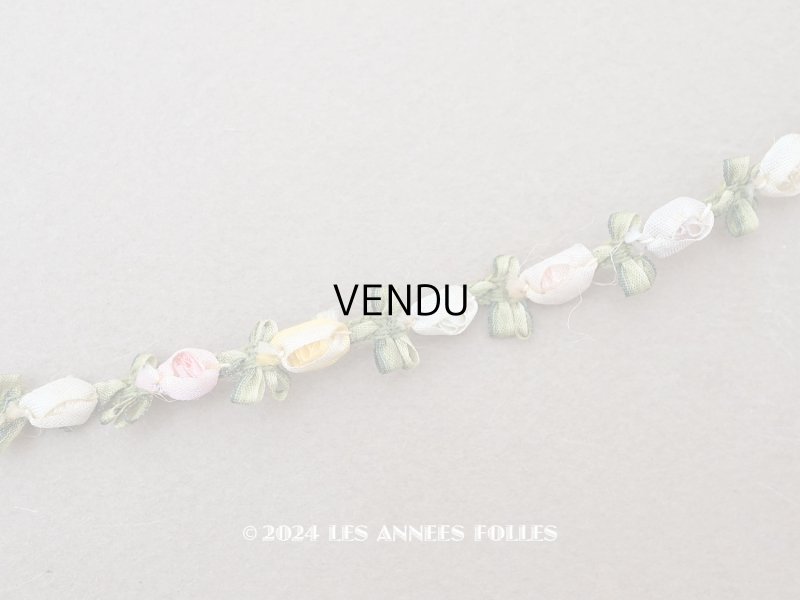 画像2: アンティーク シルク製 6色の薔薇のロココトリム 60cm パウダーカラー ロココリボン 