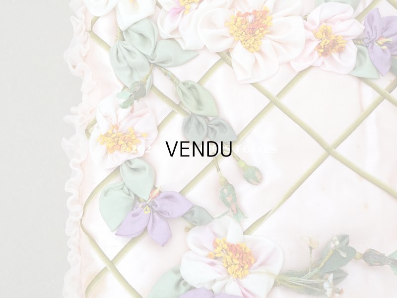 画像11: アンティーク 未使用 ロココモチーフ＆リボン付 ハンキーケース ハンカチ用ポシェット 