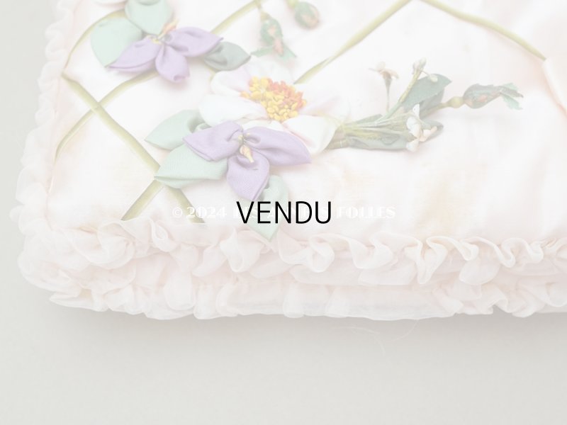 画像10: アンティーク 未使用 ロココモチーフ＆リボン付 ハンキーケース ハンカチ用ポシェット 