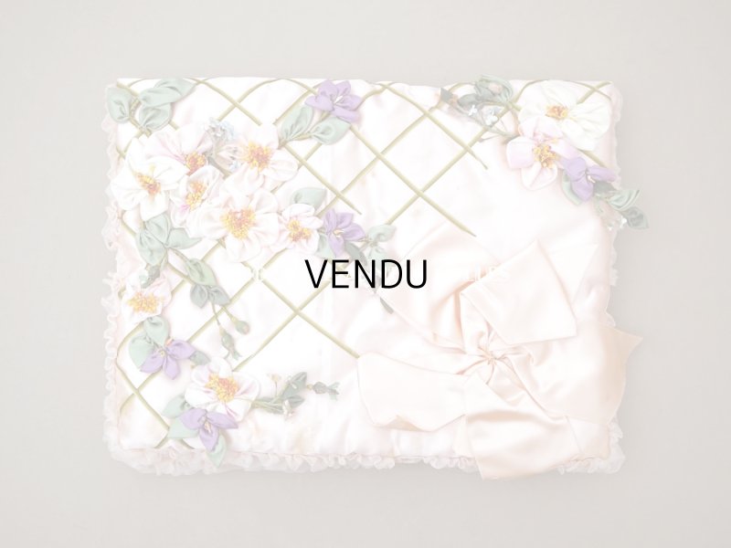 画像4: アンティーク 未使用 ロココモチーフ＆リボン付 ハンキーケース ハンカチ用ポシェット 