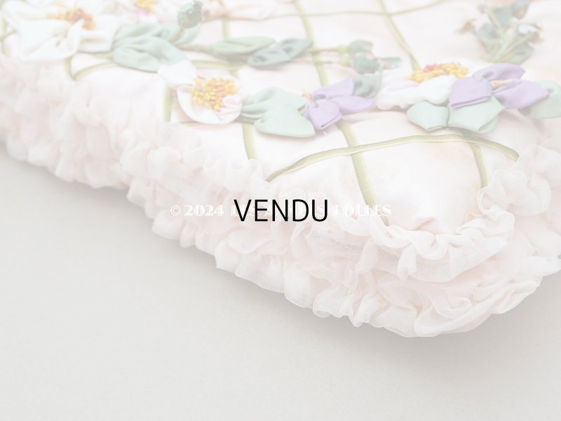 画像6: アンティーク 未使用 ロココモチーフ＆リボン付 ハンキーケース ハンカチ用ポシェット 