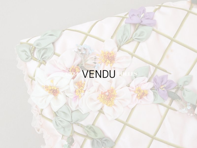 画像12: アンティーク 未使用 ロココモチーフ＆リボン付 ハンキーケース ハンカチ用ポシェット 