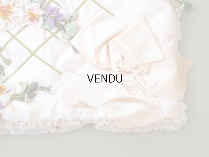 画像7: アンティーク 未使用 ロココモチーフ＆リボン付 ハンキーケース ハンカチ用ポシェット 