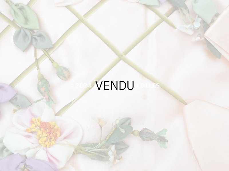 画像15: アンティーク 未使用 ロココモチーフ＆リボン付 ハンキーケース ハンカチ用ポシェット 