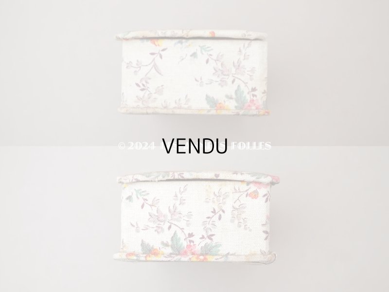 画像5: 1900年頃 アンティーク とても小さなカルトナージュボックス 花模様