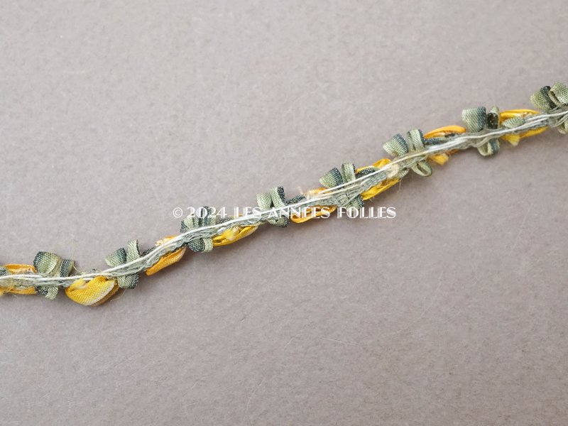 画像5: アンティーク シルク製 薔薇のロココトリム 63cm イエローオレンジ ロココリボン 