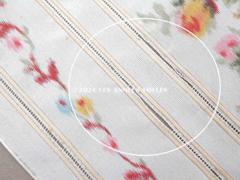 画像9: 19世紀 アンティーク シルク製 幅広リボン ほぐし織り ピンクの薔薇 1.5m 幅16.2cm