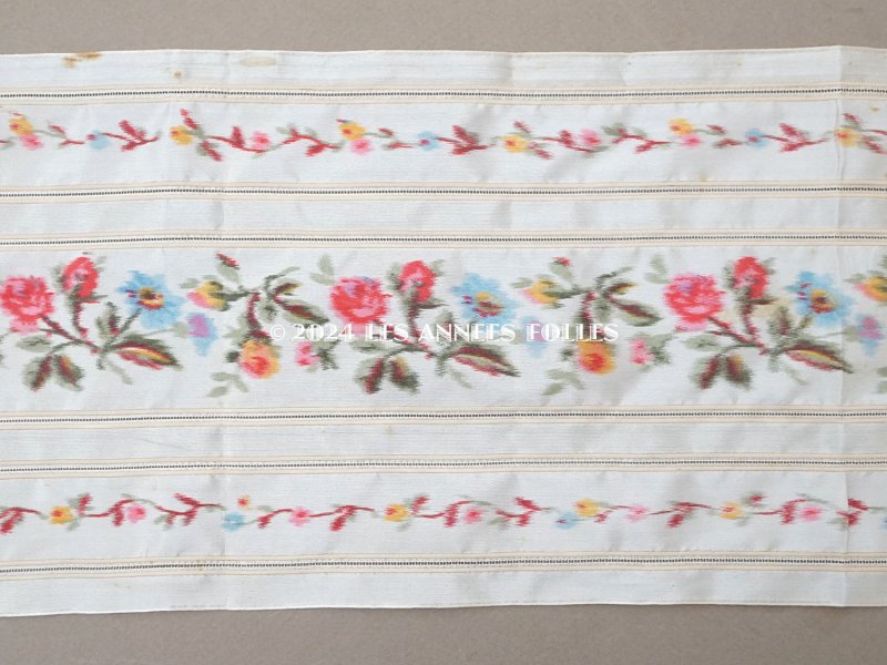 画像5: 19世紀 アンティーク シルク製 幅広リボン ほぐし織り ピンクの薔薇 1.5m 幅16.2cm