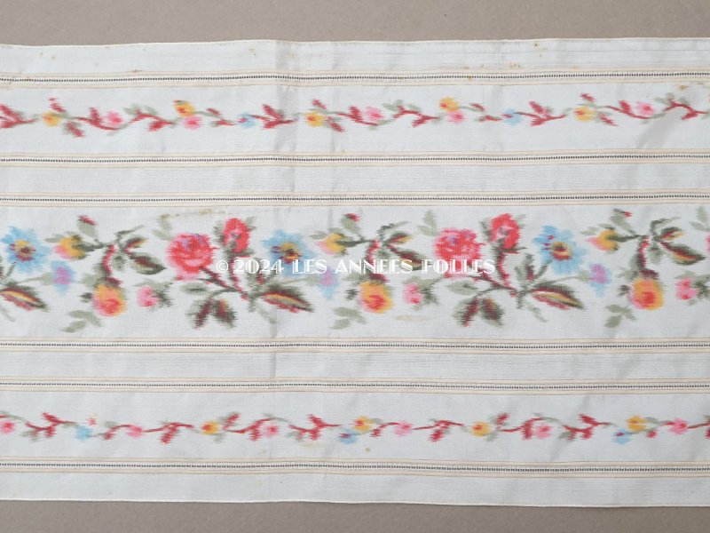 画像4: 19世紀 アンティーク シルク製 幅広リボン ほぐし織り ピンクの薔薇 1.5m 幅16.2cm